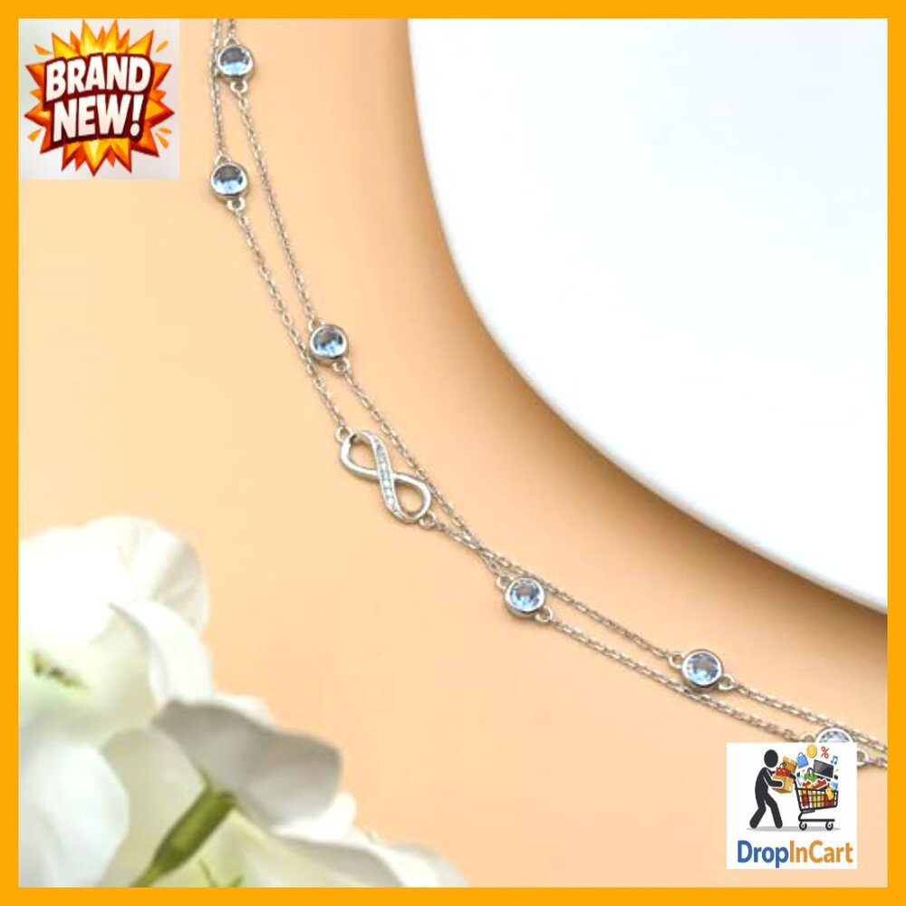 Sterling Silver Adjustable Anklet Infinity Births… - image 5